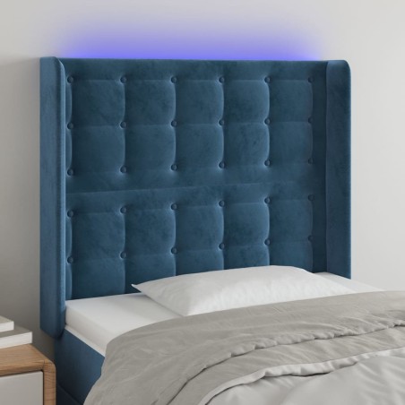 vidaXL LED Kopfteil Dunkelblau 83x16x118/128 cm Samt