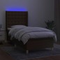 vidaXL Boxspringbett mit Matratze & LED Dunkelbraun 80x200 cm Stoff vidaXL Boxspringbett mit Matratze & LED Dunkelbraun 80x200 cm Stoff