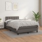 vidaXL Boxspringbett mit Matratze Grau 120x200 cm Kunstleder vidaXL Boxspringbett mit Matratze Grau 120x200 cm Kunstleder