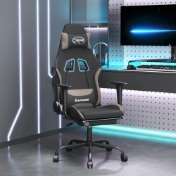 vidaXL Gaming-Stuhl mit Fußstütze Schwarz und Taupe Stoff