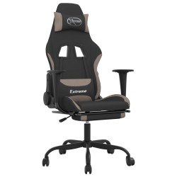 vidaXL Gaming-Stuhl mit Fußstütze Schwarz und Taupe Stoff