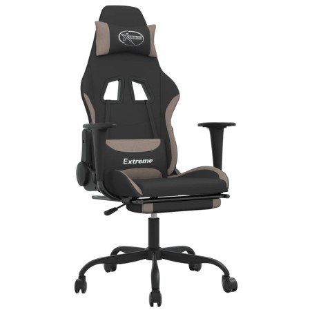vidaXL Gaming-Stuhl mit Fußstütze Schwarz und Taupe Stoff