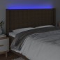 vidaXL LED Kopfteil Dunkelbraun 163x16x118/128 cm Stoff