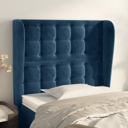 vidaXL Kopfteil mit Ohren Dunkelblau 83x23x118/128 cm Samt