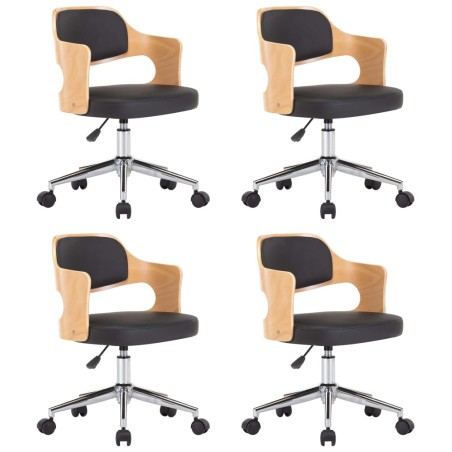 Drehbare Esszimmerstühle 4 Stk. Schwarz Bugholz und Kunstleder