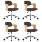 Drehbare Esszimmerstühle 4 Stk. Schwarz Bugholz und Kunstleder Drehbare Esszimmerstühle 4 Stk. Schwarz Bugholz und Kunstleder