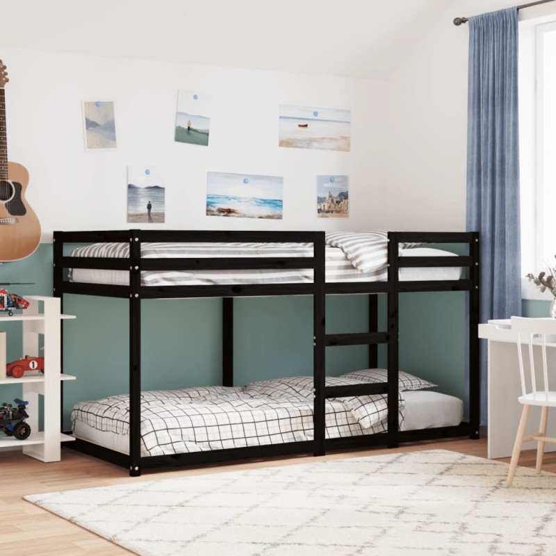 vidaXL Etagenbett Schwarz 90x200 cm Massivholz Kiefer vidaXL Etagenbett Schwarz 90x200 cm Massivholz Kiefer