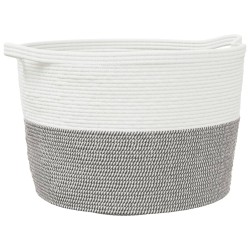 vidaXL Wäschekorb Grau und Weiß Ø60x36 cm Baumwolle