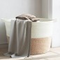 vidaXL Wäschekorb Braun und Weiß Ø60x36 cm Baumwolle vidaXL Wäschekorb Braun und Weiß Ø60x36 cm Baumwolle