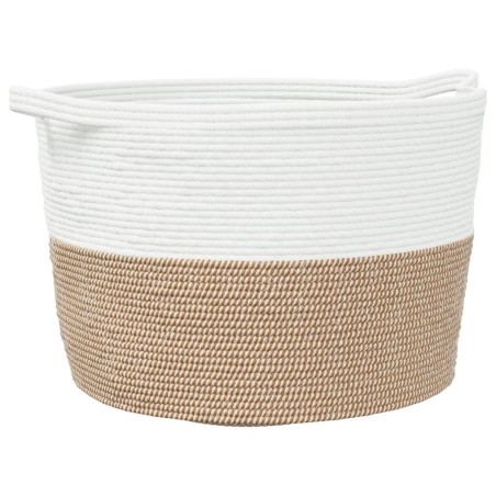 vidaXL Wäschekorb Braun und Weiß Ø60x36 cm Baumwolle