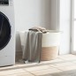 vidaXL Wäschekorb Braun und Weiß Ø60x36 cm Baumwolle vidaXL Wäschekorb Braun und Weiß Ø60x36 cm Baumwolle
