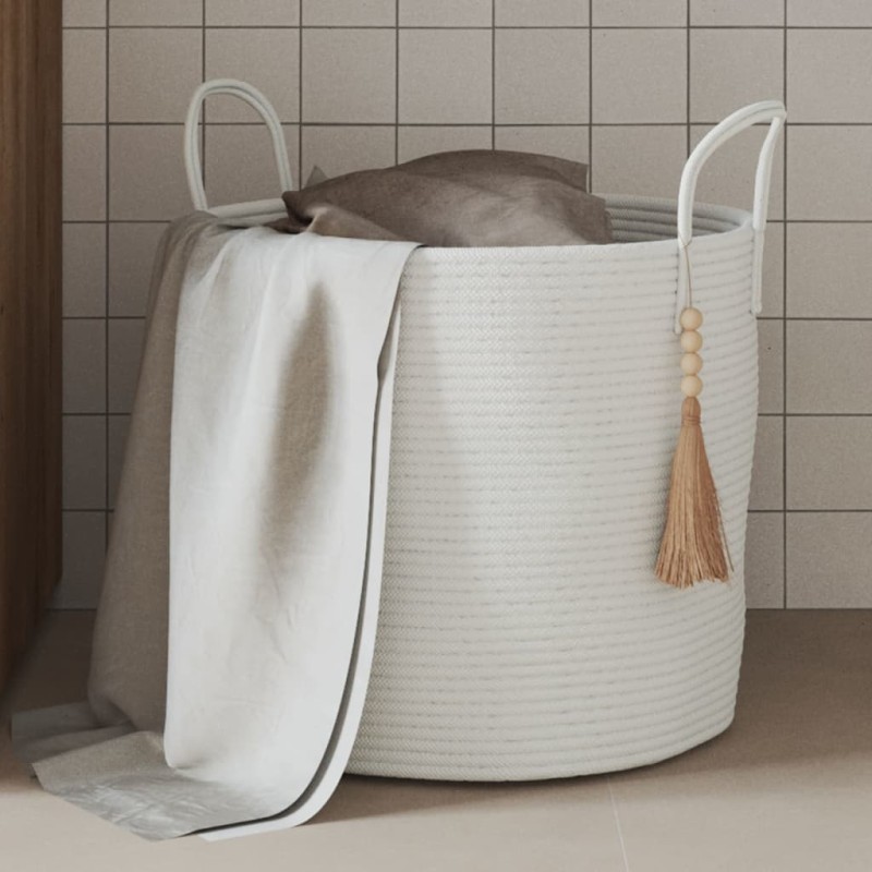 vidaXL Aufbewahrungskorb Weiß Ø40x35 cm Baumwolle vidaXL Aufbewahrungskorb Weiß Ø40x35 cm Baumwolle