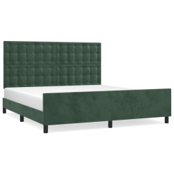 vidaXL Bettgestell mit Kopfteil Dunkelgrün 160x200 cm Samt