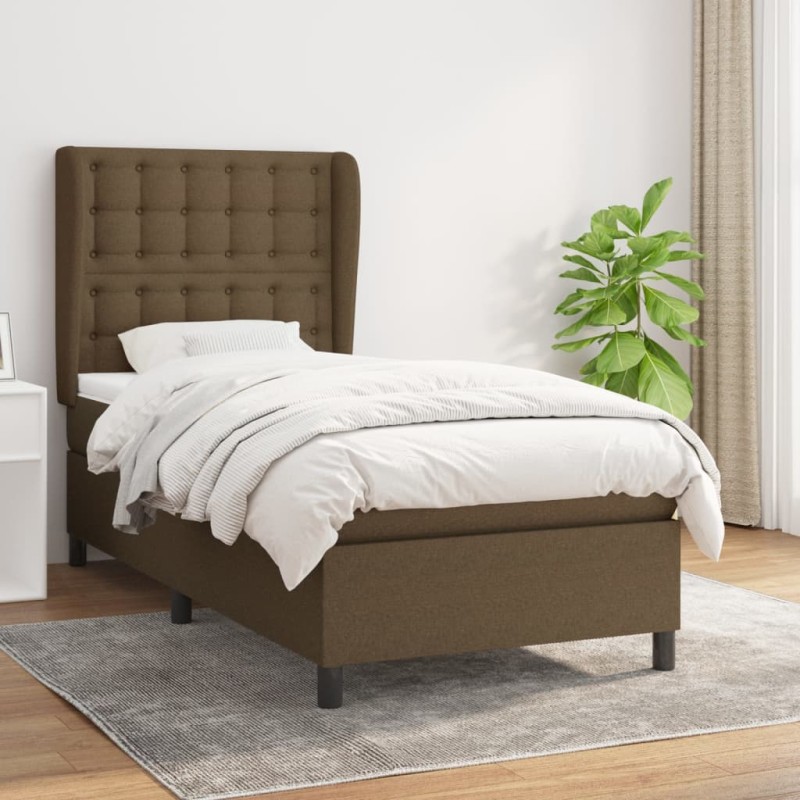 vidaXL Boxspringbett mit Matratze Dunkelbraun 80x200 cm Stoff vidaXL Boxspringbett mit Matratze Dunkelbraun 80x200 cm Stoff