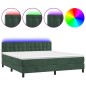 vidaXL Boxspringbett mit Matratze & LED Dunkelgrün 160x200 cm Samt vidaXL Boxspringbett mit Matratze & LED Dunkelgrün 160x200 cm Samt