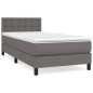 vidaXL Boxspringbett mit Matratze Grau 100x200 cm Kunstleder vidaXL Boxspringbett mit Matratze Grau 100x200 cm Kunstleder
