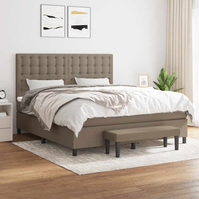vidaXL Boxspringbett mit Matratze Taupe 160x200 cm Stoff vidaXL Boxspringbett mit Matratze Taupe 160x200 cm Stoff
