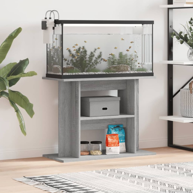 vidaXL Aquariumständer Grau Sonoma 80x35x60 cm Holzwerkstoff vidaXL Aquariumständer Grau Sonoma 80x35x60 cm Holzwerkstoff