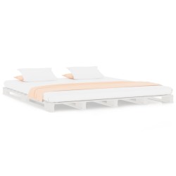 vidaXL Palettenbett Weiß 180x200 cm Massivholz