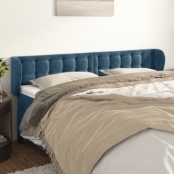vidaXL Kopfteil mit Ohren Dunkelblau 163x23x78/88 cm Samt