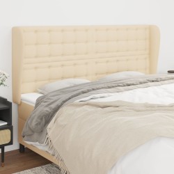 vidaXL Kopfteil mit Ohren Creme 163x23x118/128 cm Stoff
