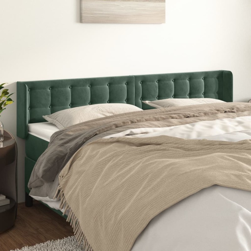 vidaXL Kopfteil mit Ohren Dunkelgrün 163x16x78/88 cm Samt vidaXL Kopfteil mit Ohren Dunkelgrün 163x16x78/88 cm Samt