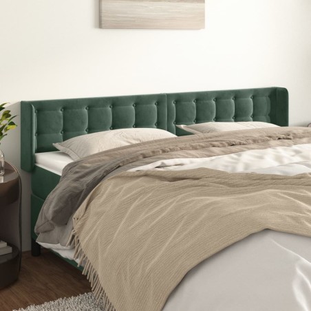 vidaXL Kopfteil mit Ohren Dunkelgrün 163x16x78/88 cm Samt