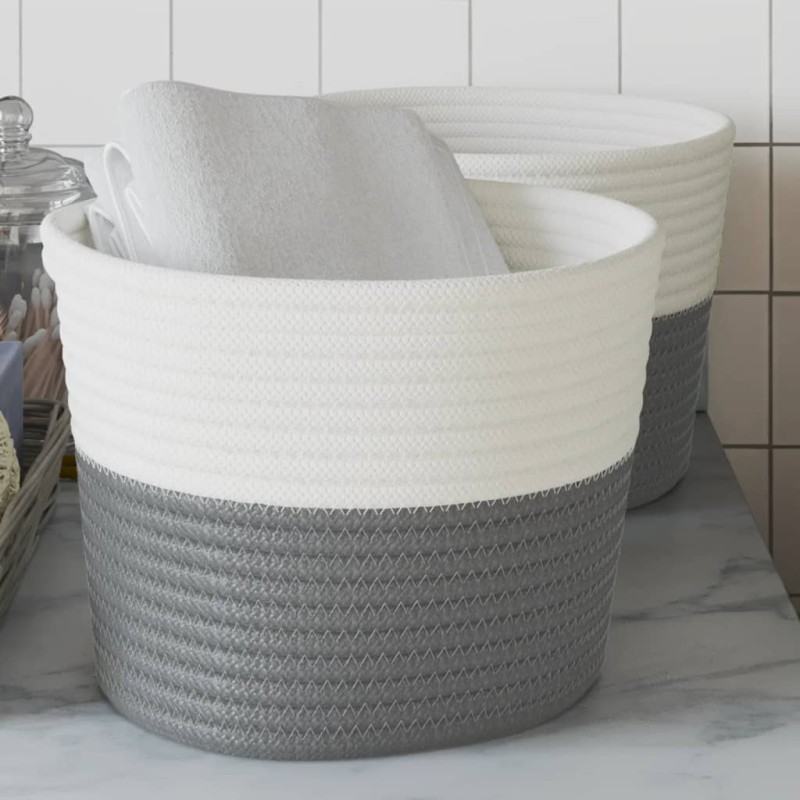 vidaXL Aufbewahrungskörbe 2 Stk. Grau und Weiß Ø24x18 cm Baumwolle vidaXL Aufbewahrungskörbe 2 Stk. Grau und Weiß Ø24x18 cm Baumwolle