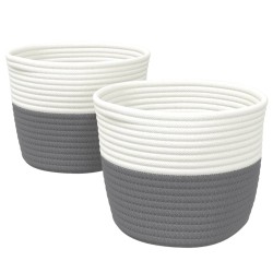 vidaXL Aufbewahrungskörbe 2 Stk. Grau und Weiß Ø24x18 cm Baumwolle