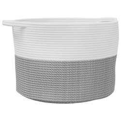 vidaXL Wäschekorb Grau und Weiß Ø55x36 cm Baumwolle