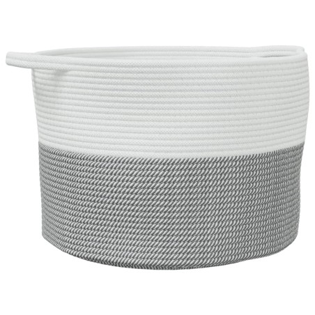 vidaXL Wäschekorb Grau und Weiß Ø55x36 cm Baumwolle