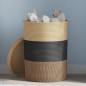 vidaXL Aufbewahrungskorb mit Deckel Schwarz & Beige Ø37x50cm Baumwolle vidaXL Aufbewahrungskorb mit Deckel Schwarz & Beige Ø37x50cm Baumwolle