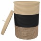 vidaXL Aufbewahrungskorb mit Deckel Schwarz & Beige Ø37x50cm Baumwolle vidaXL Aufbewahrungskorb mit Deckel Schwarz & Beige Ø37x50cm Baumwolle