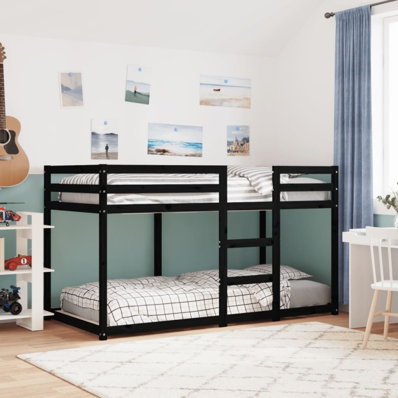 vidaXL Etagenbett Schwarz 90x190 cm Massivholz Kiefer vidaXL Etagenbett Schwarz 90x190 cm Massivholz Kiefer