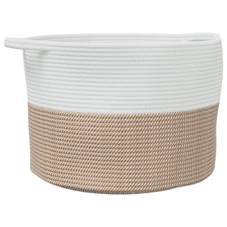 vidaXL Wäschekorb Braun und Weiß Ø55x36 cm Baumwolle
