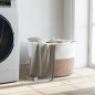 vidaXL Wäschekorb Braun und Weiß Ø55x36 cm Baumwolle vidaXL Wäschekorb Braun und Weiß Ø55x36 cm Baumwolle