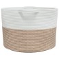 vidaXL Wäschekorb Braun und Weiß Ø55x36 cm Baumwolle vidaXL Wäschekorb Braun und Weiß Ø55x36 cm Baumwolle