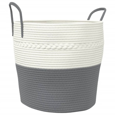 vidaXL Aufbewahrungskorb Grau und Weiß Ø43x38 cm Baumwolle