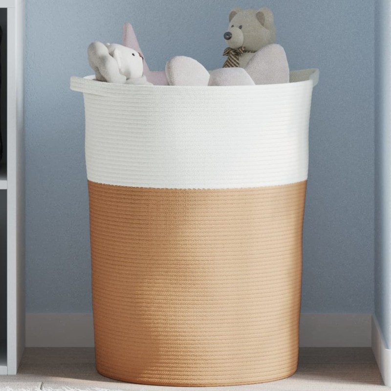 vidaXL Aufbewahrungskorb Braun und Weiß Ø49x65 cm Baumwolle vidaXL Aufbewahrungskorb Braun und Weiß Ø49x65 cm Baumwolle