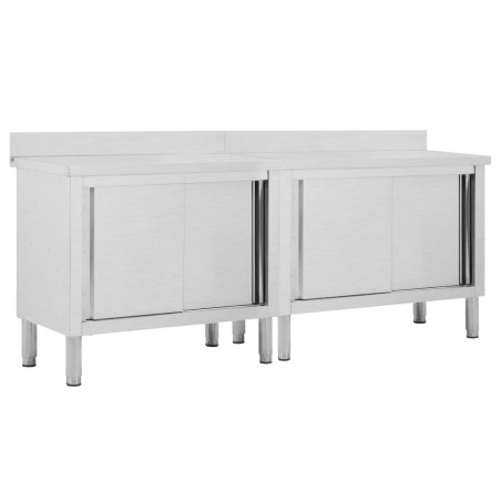 vidaXL Arbeitsschränke mit Schiebetüren 2 Stk. 200x50x(95-97) cm Edelstahl 