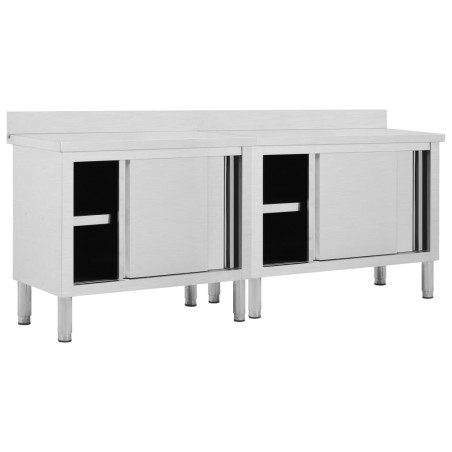 vidaXL Arbeitsschränke mit Schiebetüren 2 Stk. 200x50x(95-97) cm Edelstahl 