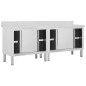 vidaXL Arbeitsschränke mit Schiebetüren 2 Stk. 200x50x(95-97) cm Edelstahl vidaXL Arbeitsschränke mit Schiebetüren 2 Stk. 200x50x(95-97) cm Edelstahl