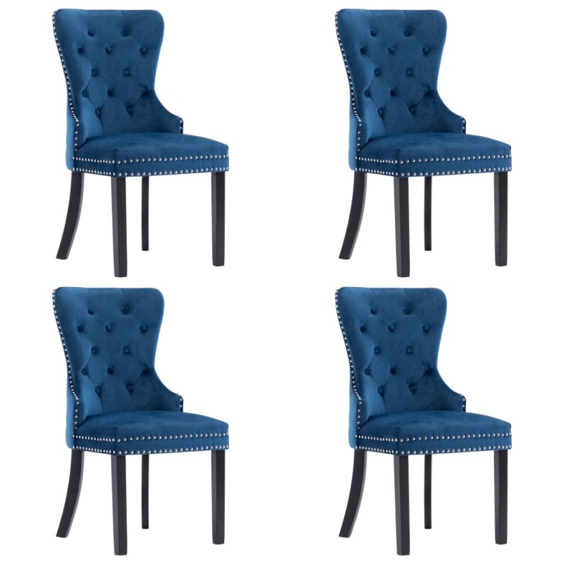 Esszimmerstühle 4 Stk. Blau Samt Esszimmerstühle 4 Stk. Blau Samt