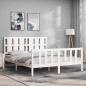 vidaXL Massivholzbett mit Kopfteil Weiß 160x200 cm vidaXL Massivholzbett mit Kopfteil Weiß 160x200 cm