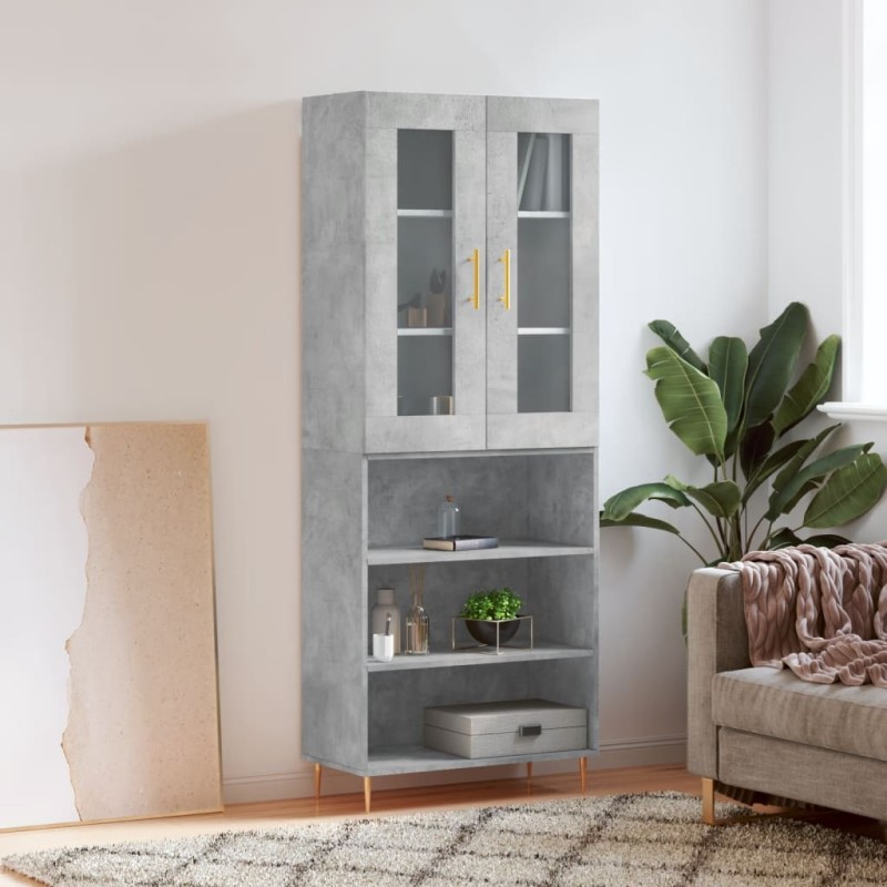 Highboard Betongrau 69,5x34x180 cm Holzwerkstoff Highboard Betongrau 69,5x34x180 cm Holzwerkstoff