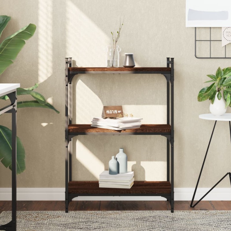 vidaXL Bücherregal 3 Böden Braun Eichen-Optik 60x30x86cm Holzwerkstoff vidaXL Bücherregal 3 Böden Braun Eichen-Optik 60x30x86cm Holzwerkstoff
