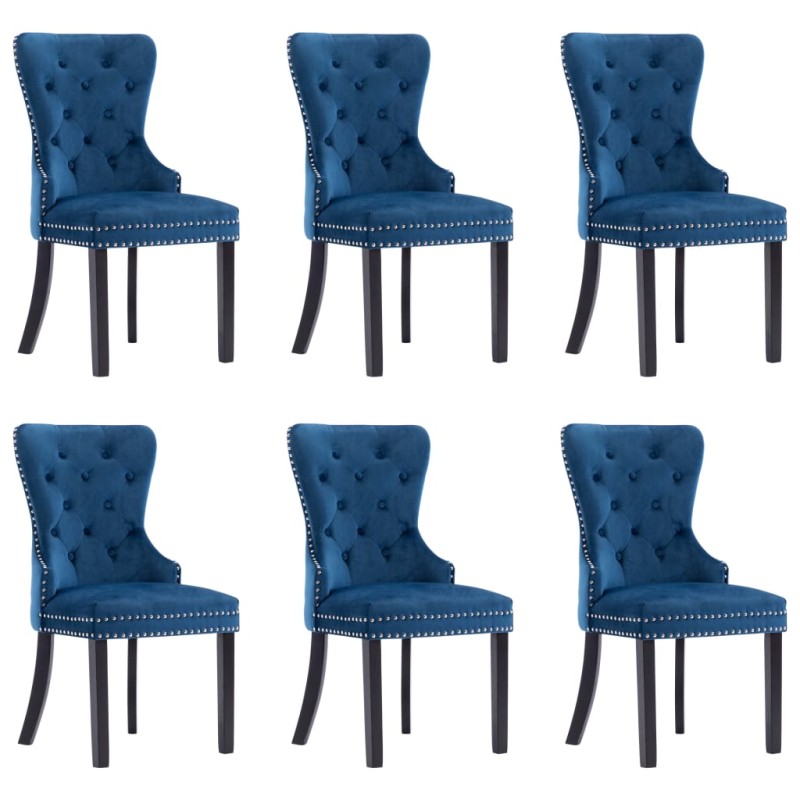vidaXL Esszimmerstühle 6 Stk. Blau Samt vidaXL Esszimmerstühle 6 Stk. Blau Samt