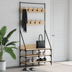 vidaXL Kleiderständer mit Schuhablage Sonoma-Eiche 90x34x184 cm
