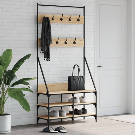 vidaXL Kleiderständer mit Schuhablage Sonoma-Eiche 90x34x184 cm