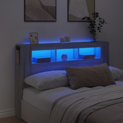 vidaXL LED-Kopfteil Grau Sonoma 160x18,5x103,5 cm Holzwerkstoff